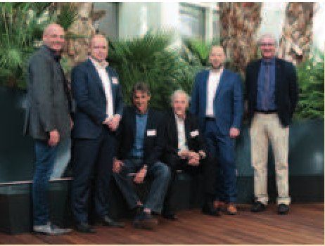 De leden van het NFF Innovatielab, v.l.n.r.: Jelle Bartels, Paul Rijns, Thom Boot, Michiel Brandt, Jeroen Bais en Douwe Dijkstra. FOTO: RODNEY KERSTEN